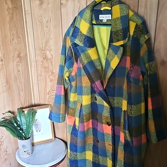 🌈 Plaid longline trench coat - Picture 1 of 8